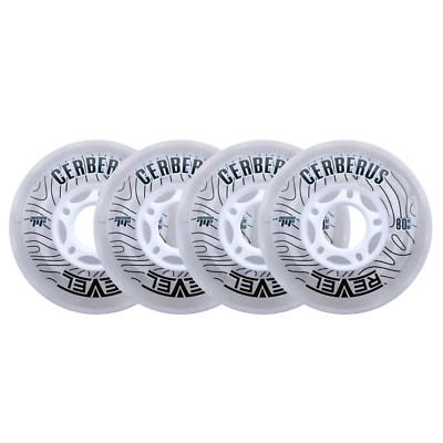 Alkali Roller Hockey Wheels - Revel Cerberus 80mm 74A Clear (4-Pack)