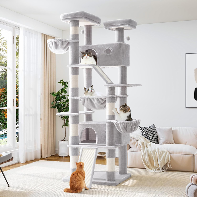 81 Inches Tall Cat Tree/Multi-Level Large Climbing Tree House ...