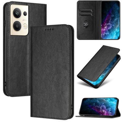 For OPPO A54 A54S A55 A16 A16S A36 A76 A96 Simple Magnetic Flip Leather Case