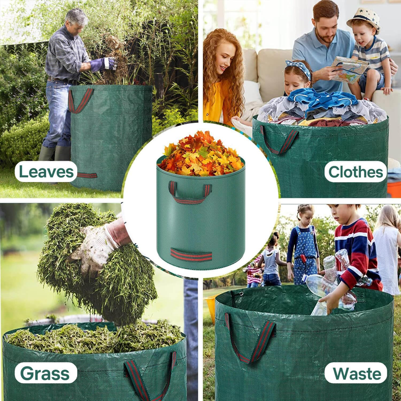 4 Pack 72 Gallon Garden Yard Waste Bags, Reusable Collapsible Plants Leaf Grass