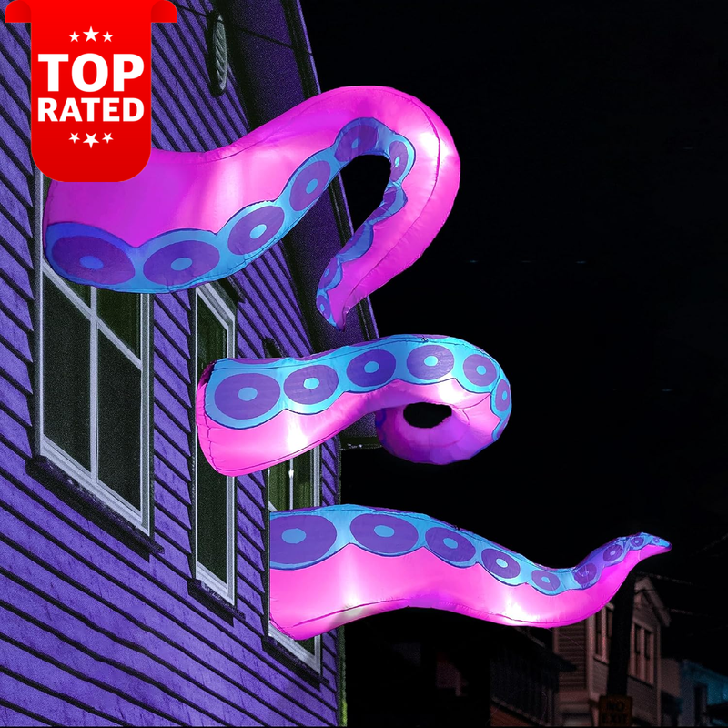 Halloween Inflatable Octopus Tentacle 3 Pcs LED Decorations Outdoor Lawn Prop