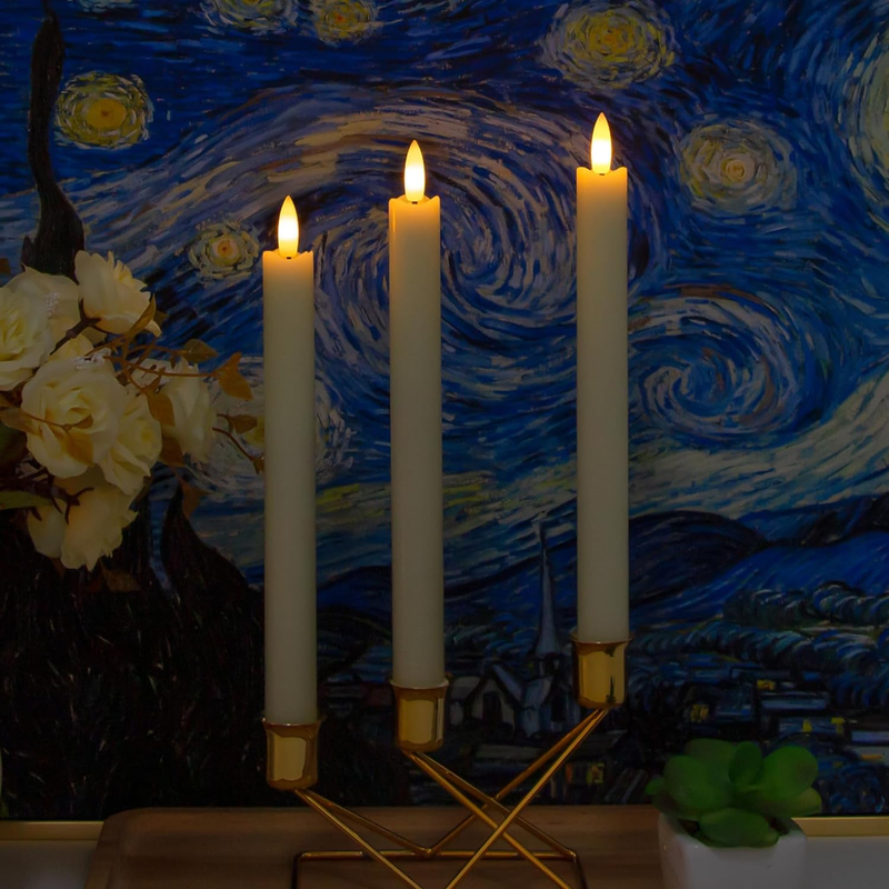 LED Flameless Taper Candles with Remote Timer,Ivory Battery Operated Flickering