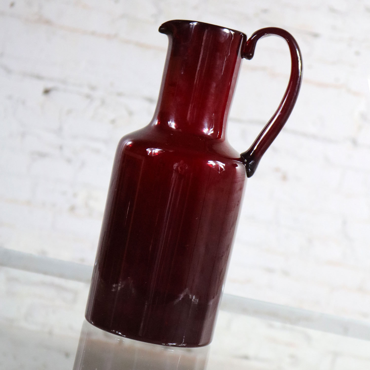 Venini Murano Cocktail Pitchers or Carafes One Green One Red Signed