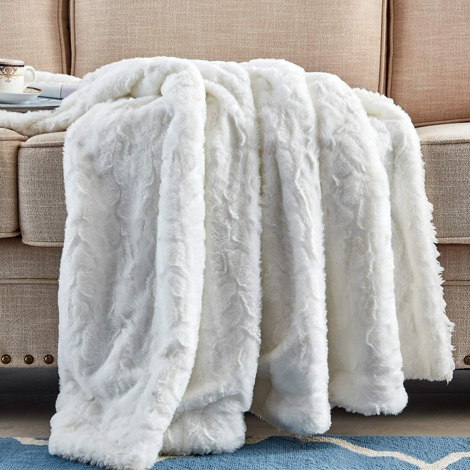 super soft white throw blanket