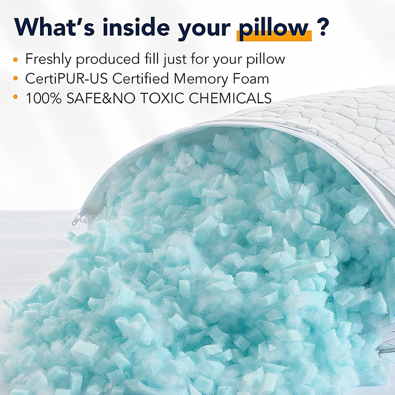 Cooling Bed Pillows for Sleeping Shredded Memory Foam Pillows - Gel Pillow Firm