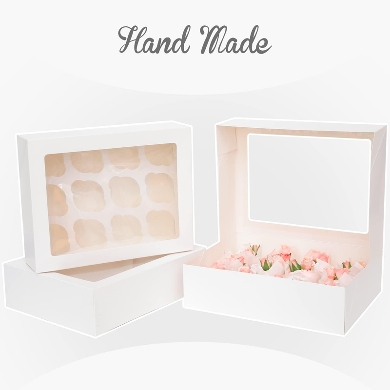 White 12 Pcs Cupcake Box Cupcakes Carrier 12 Cupcake Containers, 12 Cupcake Boxe