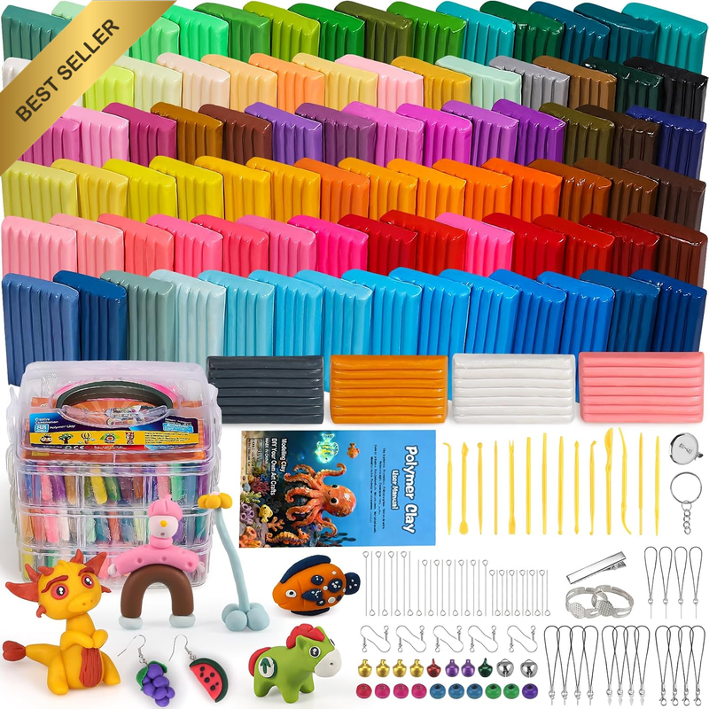 Polymer Clay Kit, 88 Colors Oven Bake DIY Modeling Clay for Kids