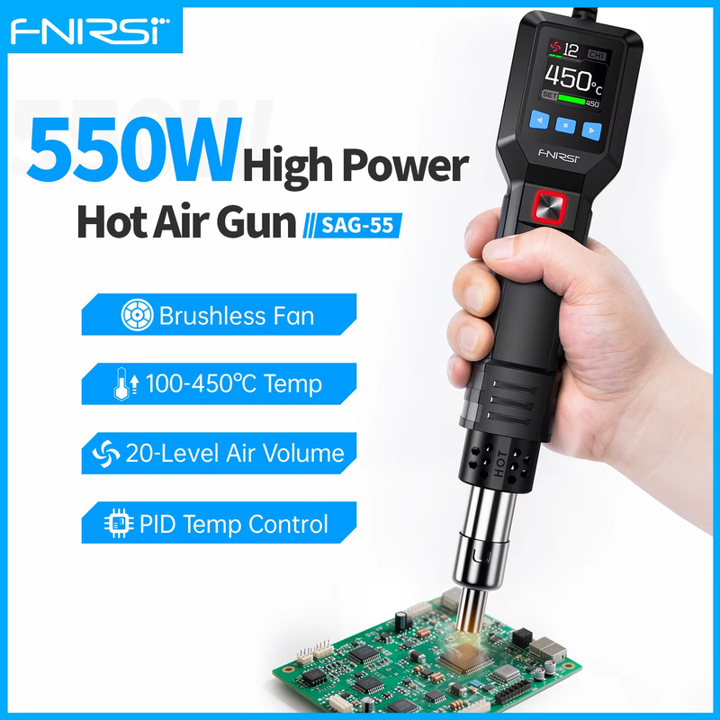 SAG-55 550W Hot Air Gun with Stand Rework LCD Digital Hair Dryer Adjustable Temp