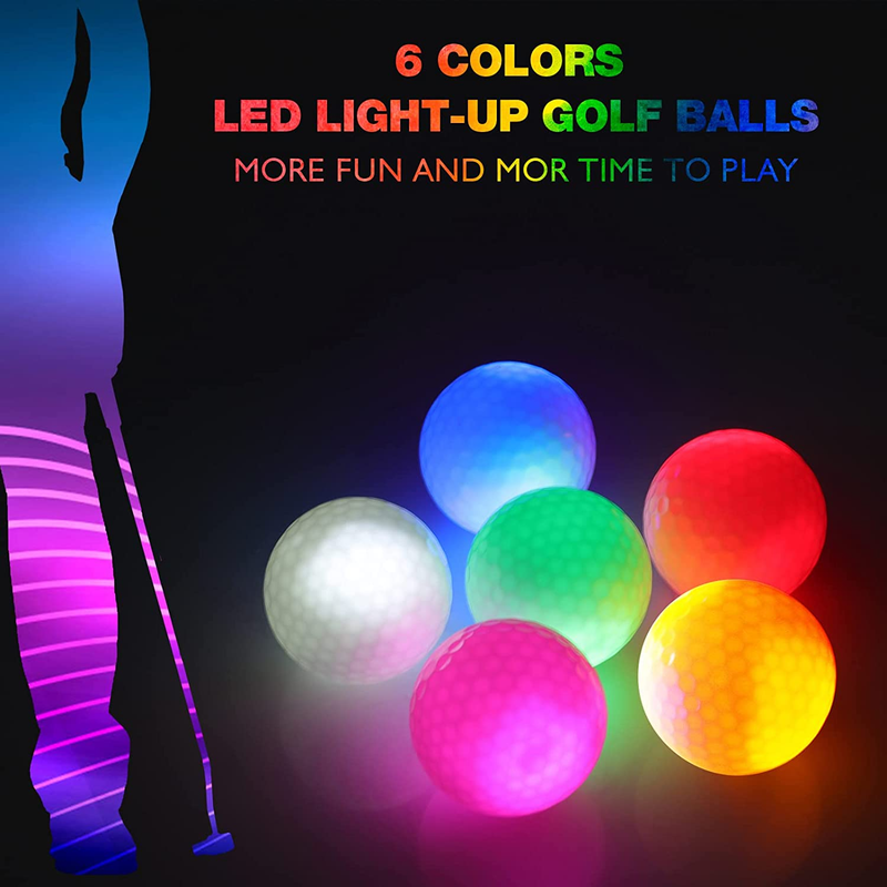 Glow in the Dark Golf Balls, Night Glowing Long Distance LED Golf Ball Colored,