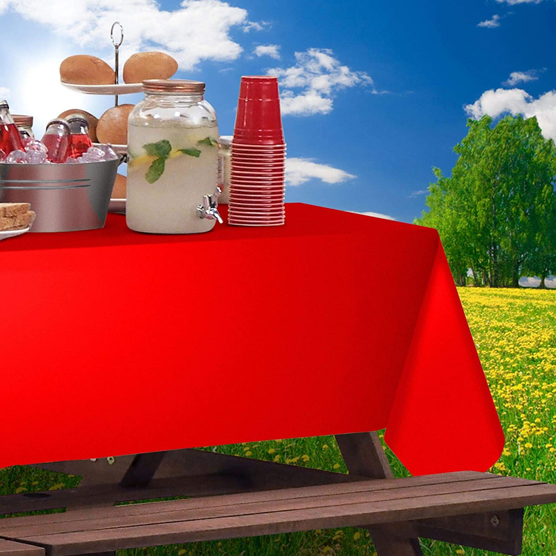 Disposable Table Cover: Durable Plastic Indoor/Outdoor Tablecloth 100' X 52" wit