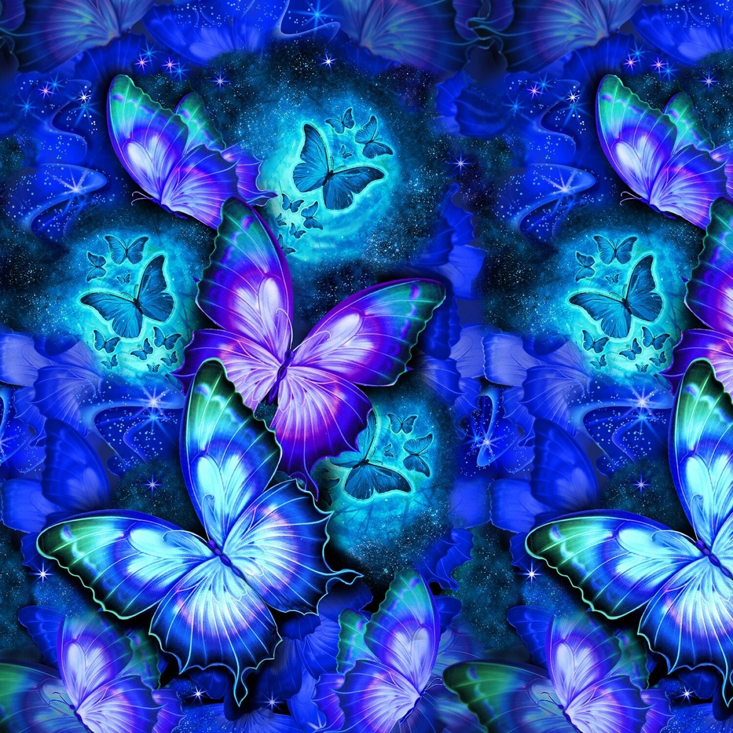 【T10081】DOOSYCOOKIE/COSMIC BUTTERFLY Timeless Treasures Cosmic Butterfly CD1834 Midnight