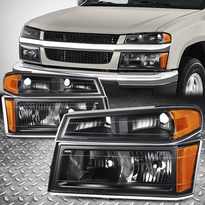 Для 04-12 Chevy Colorado GMC Canyon Черный корпус Янтарные угловые лампы фар
