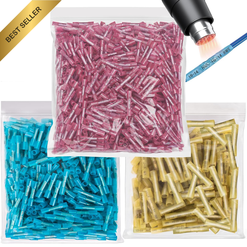 1500 PCS Heat Shrink Butt Connectors Kit, Waterproof Electrical Wire Terminals,