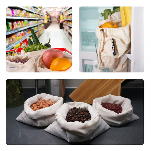 VIVIMONKEY Reusable Produce Bags Grocery Storage Snack Washable Bags With - Set