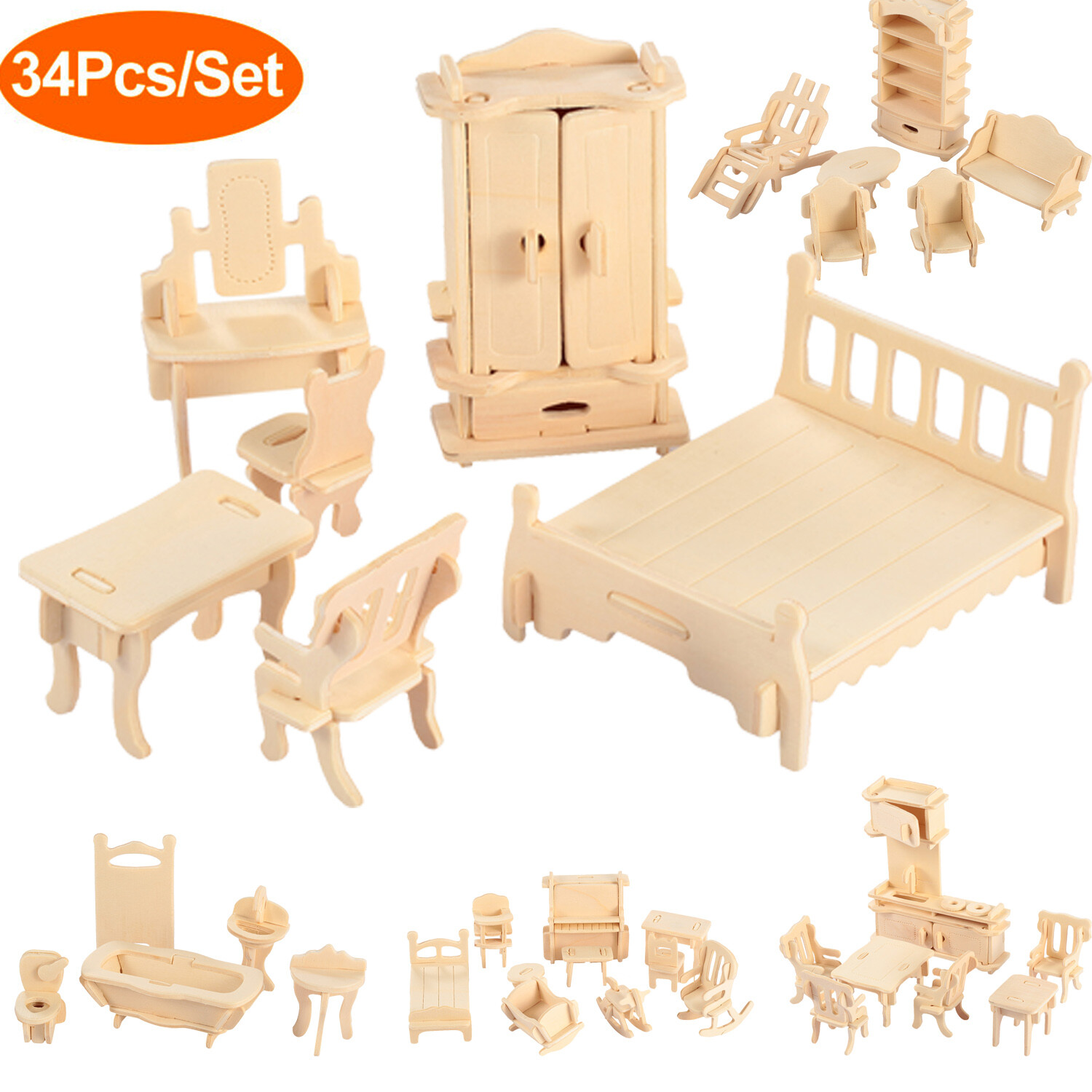 1:12 Scale Dollhouse Furniture 34 Decoration Miniature Living Room Kid Xmas Gift