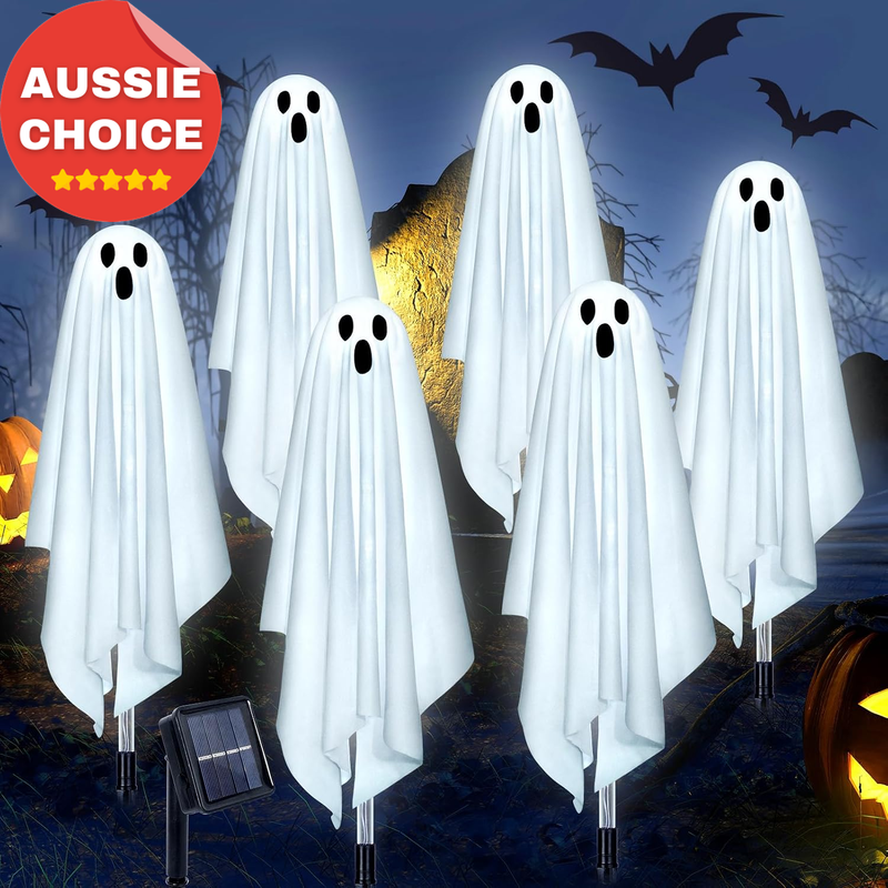 6 Pack Solar Ghost Lights Halloween Decorations Outdoor Yard Party Lighting