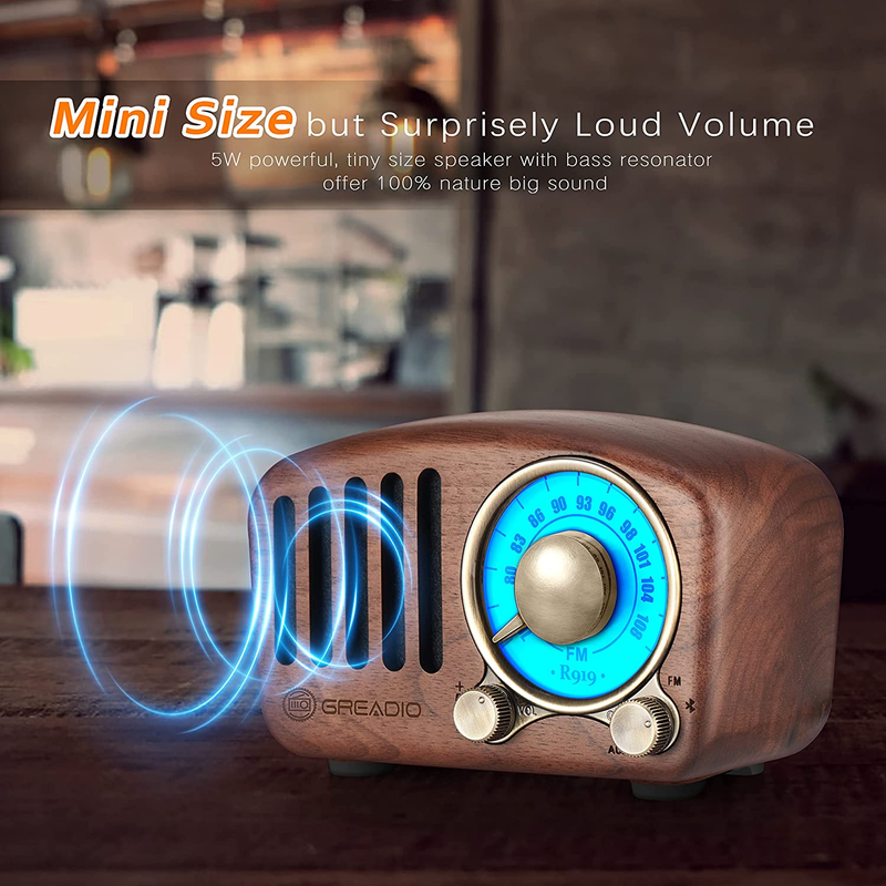 Classic Wooden Vintage Old Style Radio With Bluetooth Retro Classic Walnut Wood