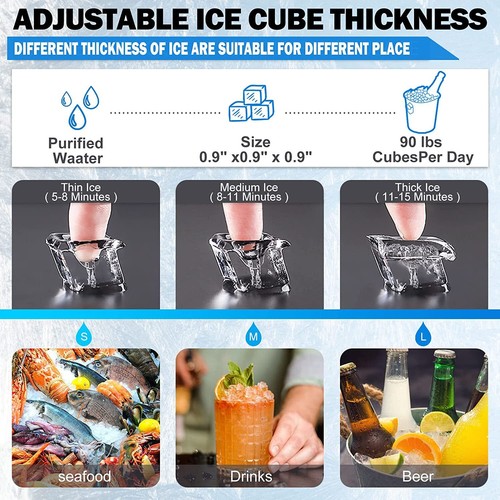 150LB/24H Built-in Ice Maker Stainless Undercounter Freestand Ice Cube Machine