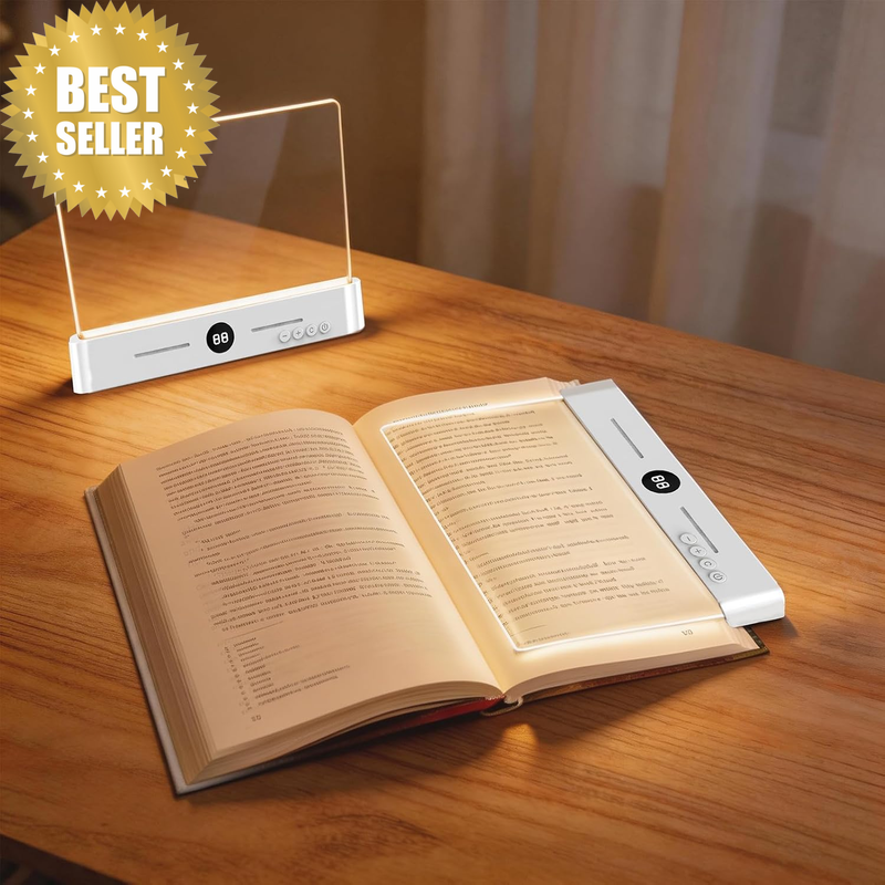 Rechargeable Flat Book Light for Reading in Bed, LED Reading Lamp with 3 Color T