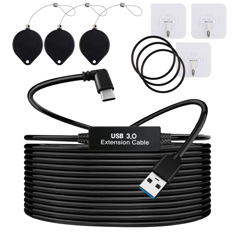 16ft/5M Link Cable for Oculus Quest 2 Type-C Right Angle to USB A Charging Cord