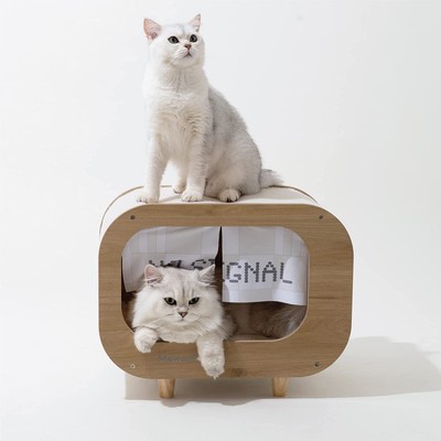 MewooFun 4Kit Cat House Cat Condo TV Cat Bed Indoor Wooden Cat Shelter Furniture