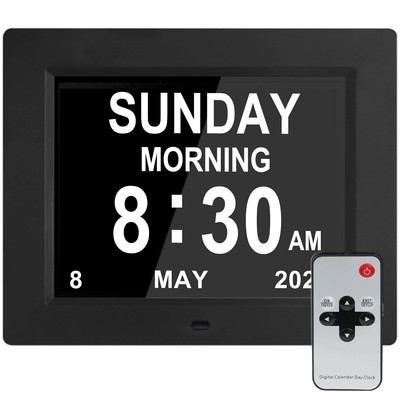 [Newest Version] Large Digital Day Calendar Clock   12 Alarm Options Level 5 ...