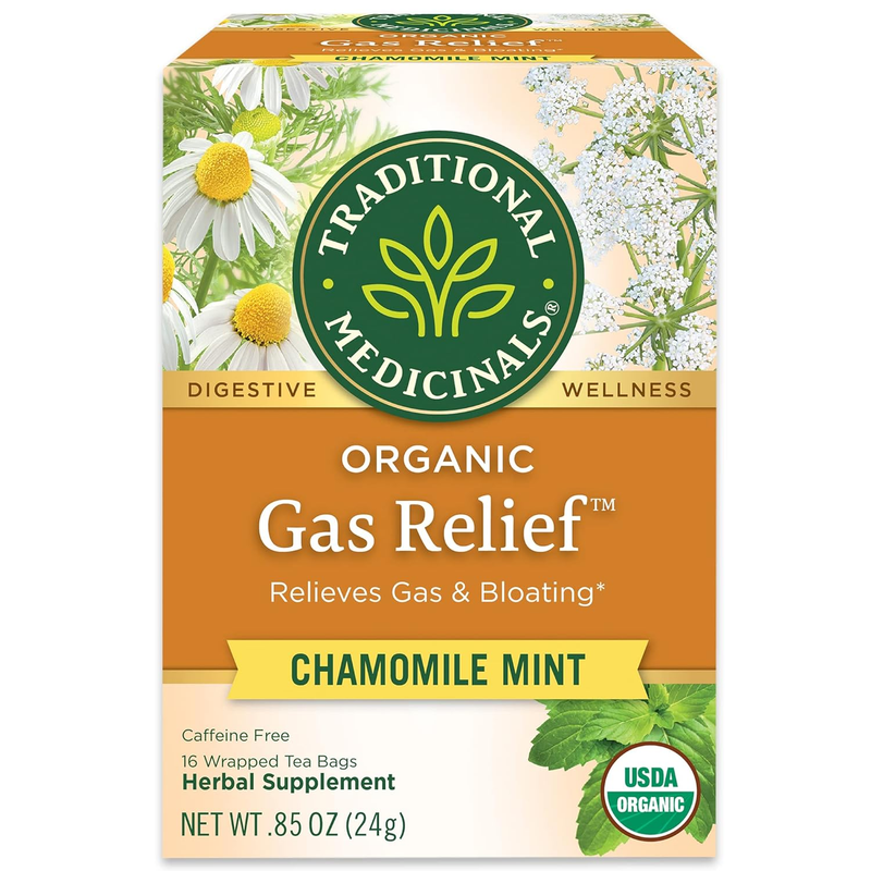 Organic Gas Relief Chamomile Mint Herbal Tea, Relieves Gas & Bloating, (Pack ...