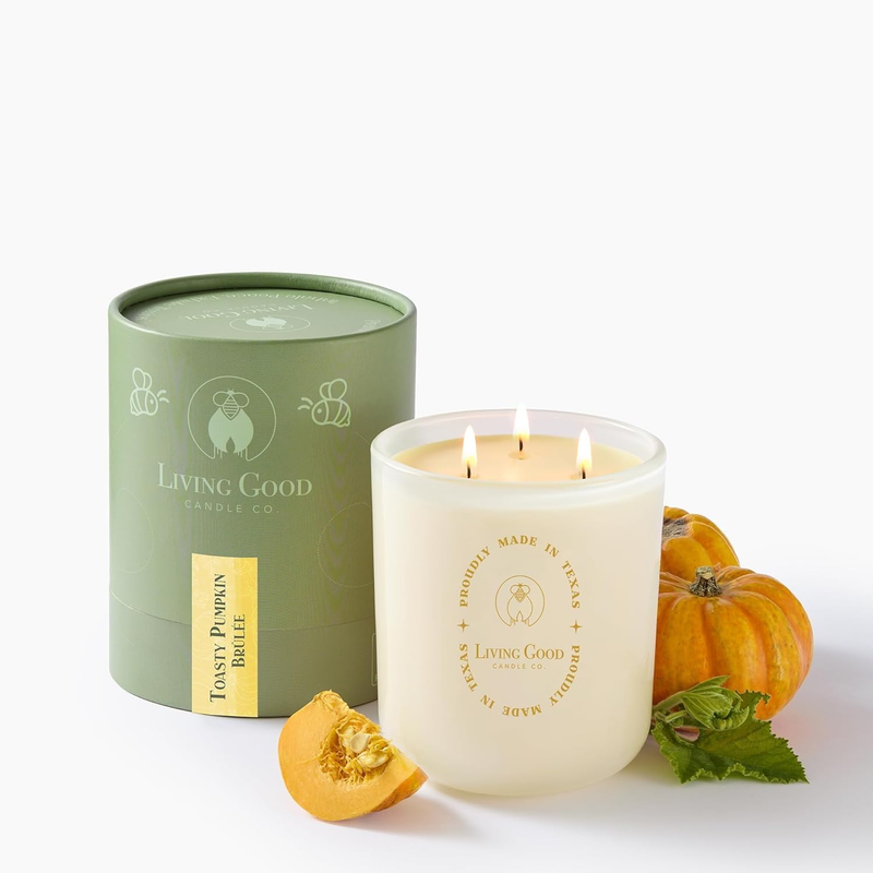 Toasty Pumpkin Brulee Pure Beeswax Fall Candle Jar- Long Bur