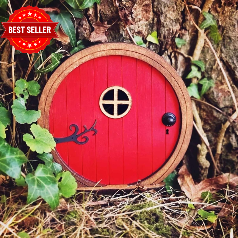 Red Fairy Garden Door for Tree, Fairy Doors for Trees Outdoor & Tree Trunk, Mini