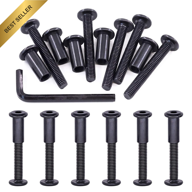 25Pcs M6X45Mm Carbon Steel Black Hex Drive Socket Cap Bolts Barrel Nuts Assortme