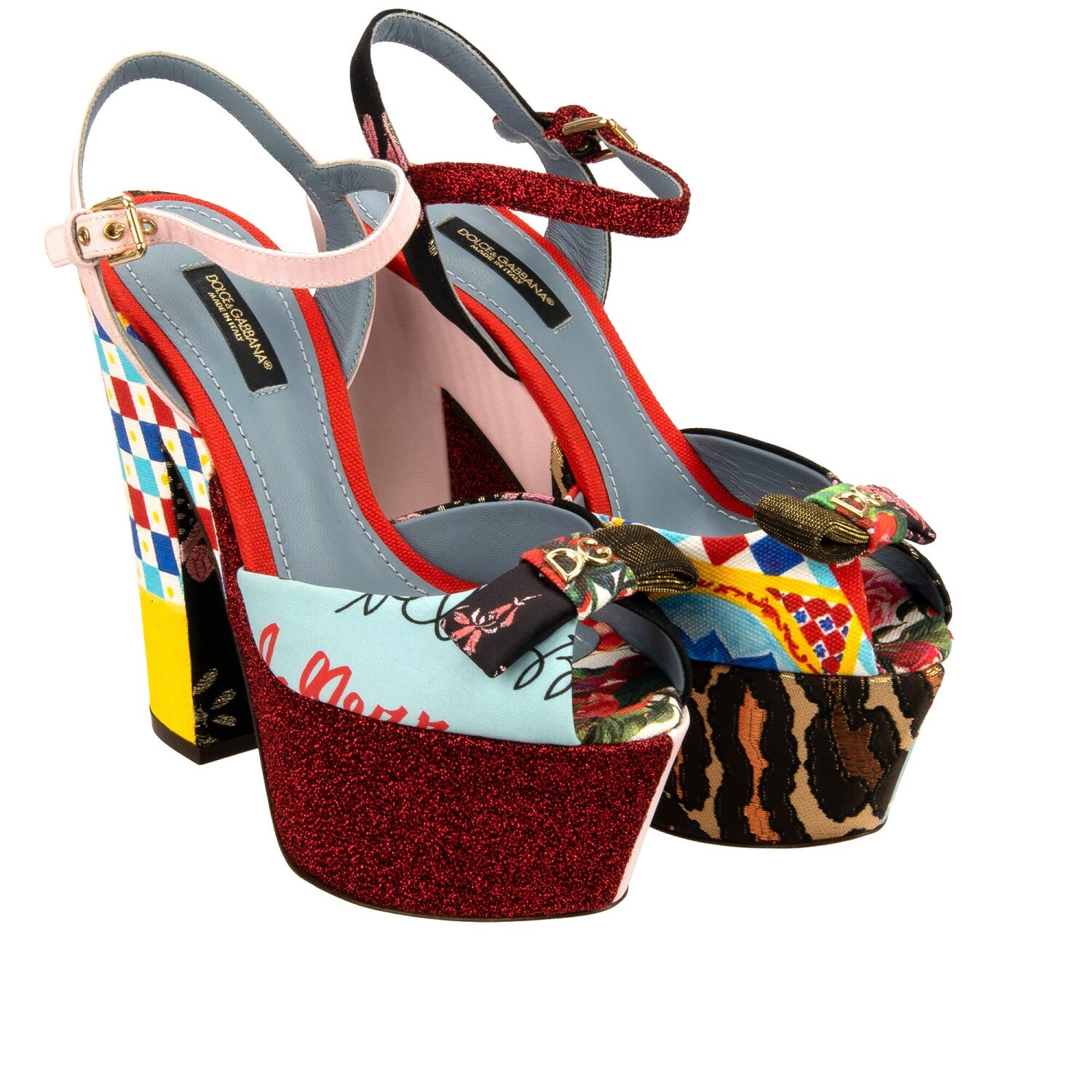 Босоножки в стиле пэчворк с логотипом Dolce & Gabbana Dg Carreto Rose Leopard Bette