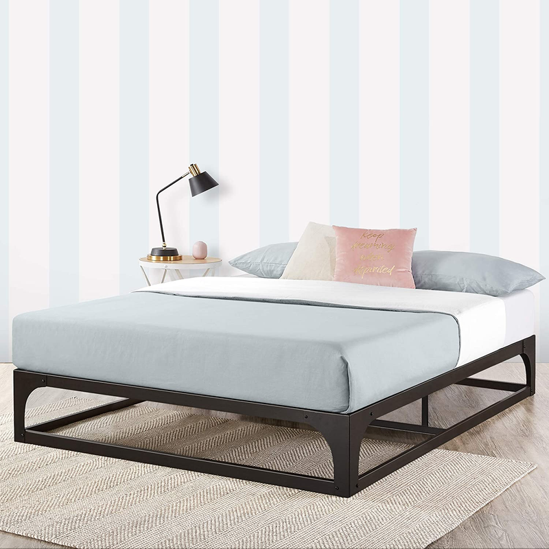 12 Inch Ace of Base Hinged Metal Platform Bed Frame, Heavy Duty Steel Slats, Bla