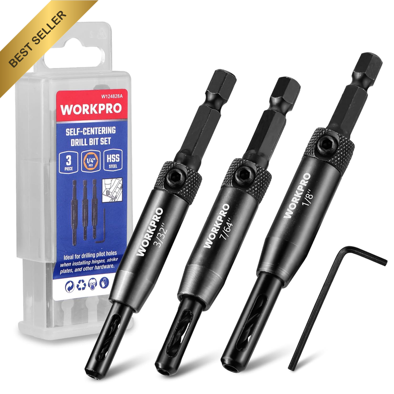 3-Piece Self Centering Drill Bit Set, Durable HSS VIX Bit with Hex Key, 2.4 Mm,2