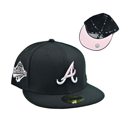 

New Era Atlanta Braves World Series Drip Кепка 59Fifty с черно-розовым низом, Black-pink bottom