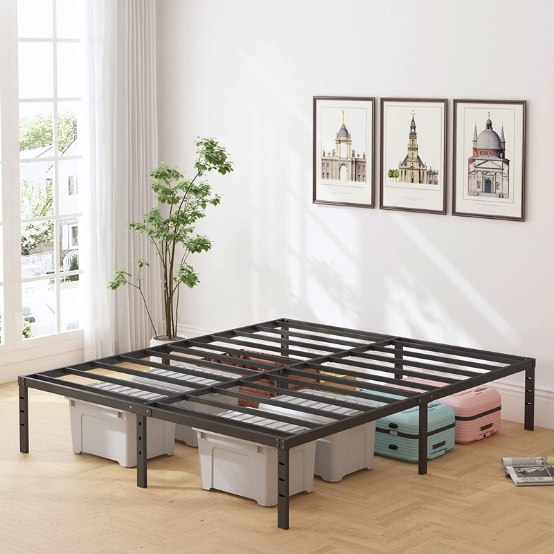 18 Inch Metal Bed Frame Queen Size No Box Spring Needed - Easy Assembly Heavy Du
