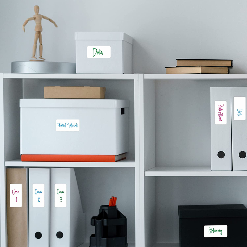 600 PCS Rectangular Stickers, Blank Write on Labels Self-Adhesive Roll White