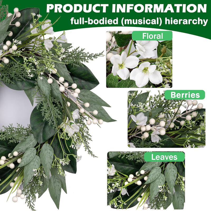 Spring Wreath for Front Door Wreath Green Leaves Spring Door Wreath with Lightin