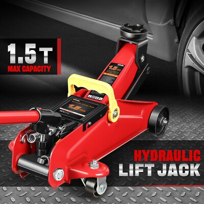 1.5 Ton 5.3-12 Lifted Low Profile Hydraulic Trolley Service / Floor Jack Red