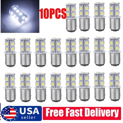 10x 6500K White 1157 Bay15d 13-SMD LED Car Truck Tail Brake Stop Light Bulb 12V