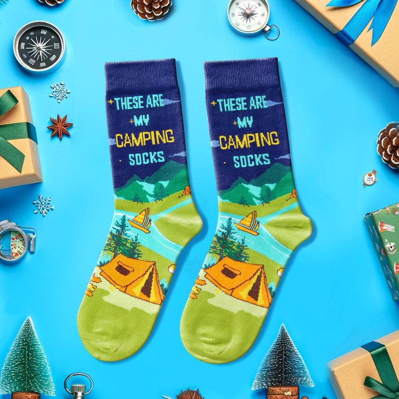 Men Funny Golf Bowling Math American Flag Taco Alien Socks, Gifts for Golfer Bow
