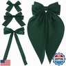 4pcs Small Hair Bow Clips for Women Girls Green Silky Satin Hair Ribbon Large Bows for Hair Different Sizes Bowknot Alligator Clips Hair Bow Barrettes Oversized Long-tail Aesthetic Hair Accessories