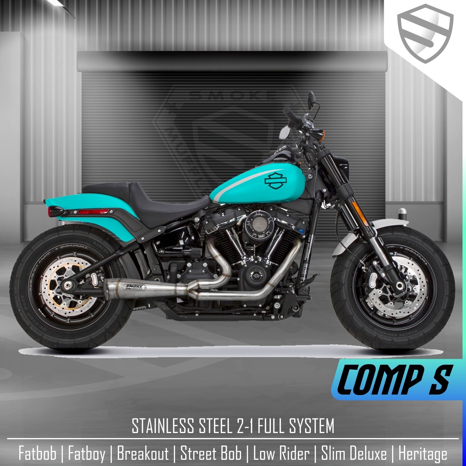 【２本】Harley Davidson/FLSTB ソフテイル サイレンサー S&S Superstreet 2-1 Exhaust for 2018-2022 Harley FLFB/FXBR