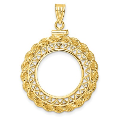 Pre-owned Jewelry Stores Network 1986-1989 $15 Australia 1/10 oz Nugget Screw Top Fancy Rope Coin Bezel 14k Gold