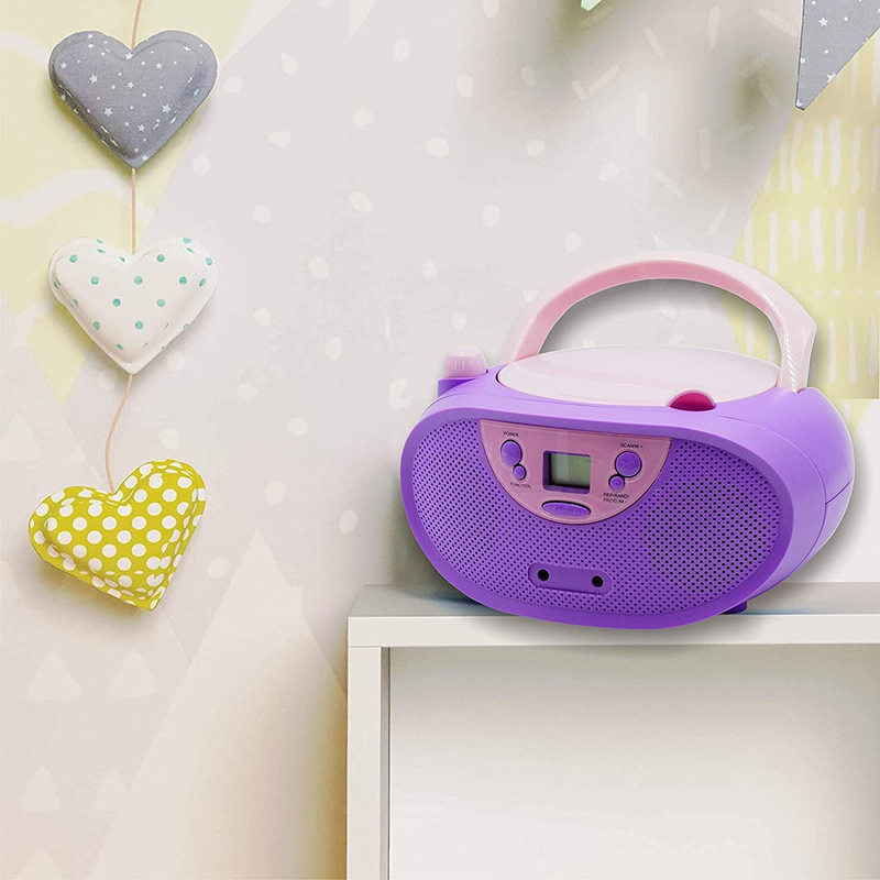GC04 Portable CD Player Boombox with AM FM Stereo Radio Kids CD Player