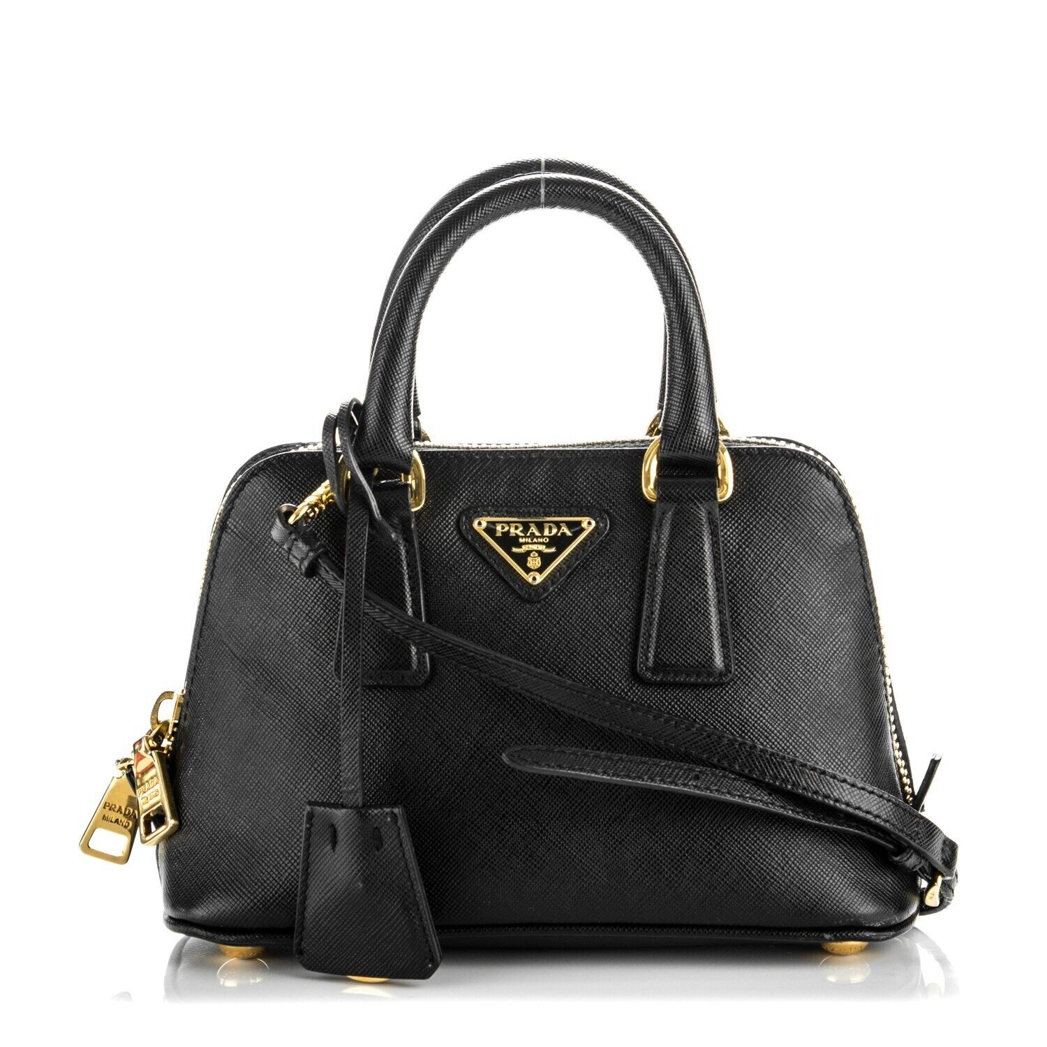 Prada Saffiano Lux Nero Black Women's Bag with Adjustable Prada Saffiano Lux Nero Black Women's Bag with Adjustable