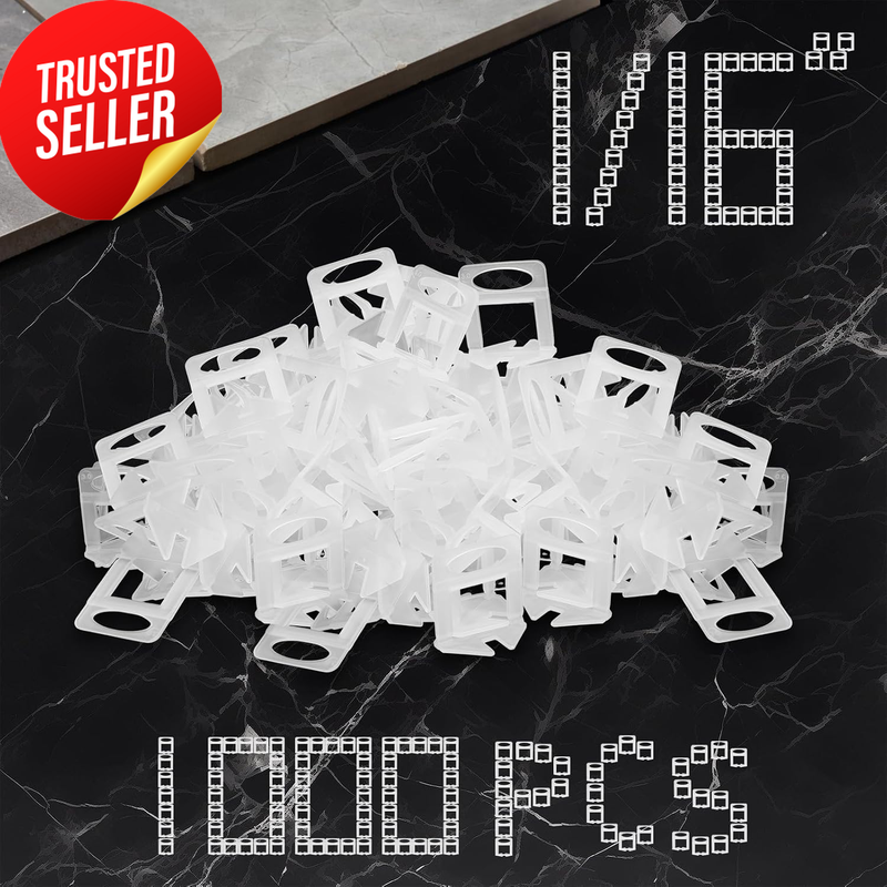 Tile Leveling Clips Spacers 1-16in Lippage Free Stone Installation 1000pc