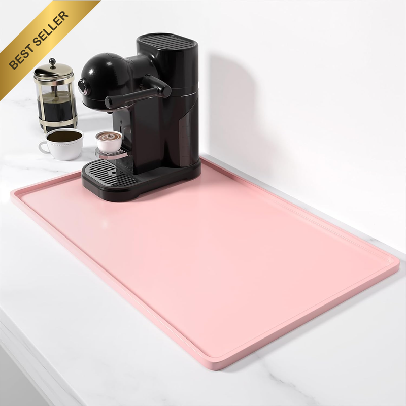 Silicone Coffee Mat, 12" X 19" Waterproof Raised Edge Coffee Bar Mats for Espres