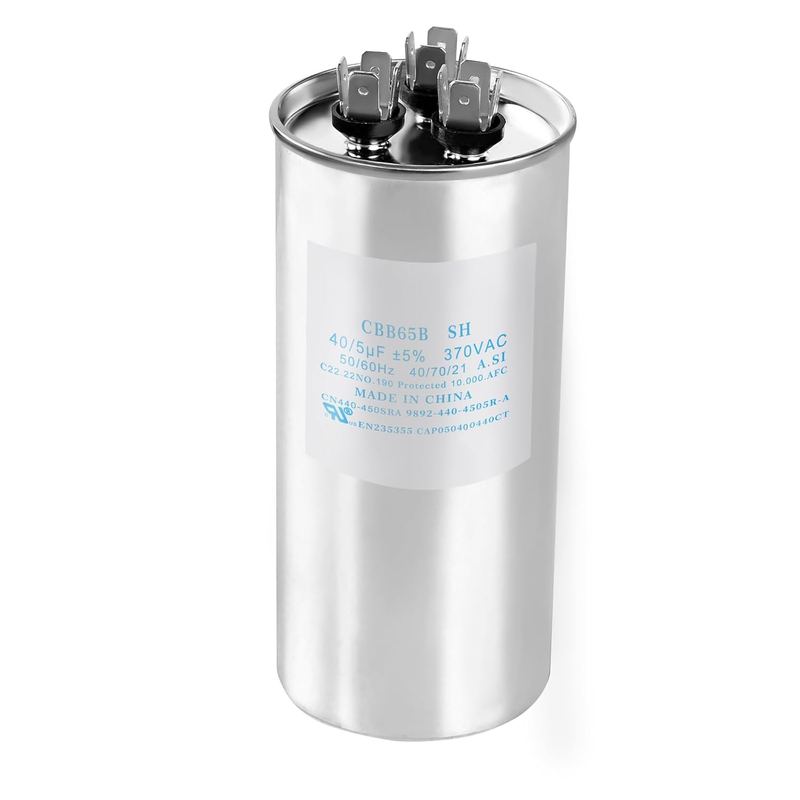 40+5 Μf 370/440V AC round Dual Run Capacitor for HVAC A/C Compressor Fan Motor