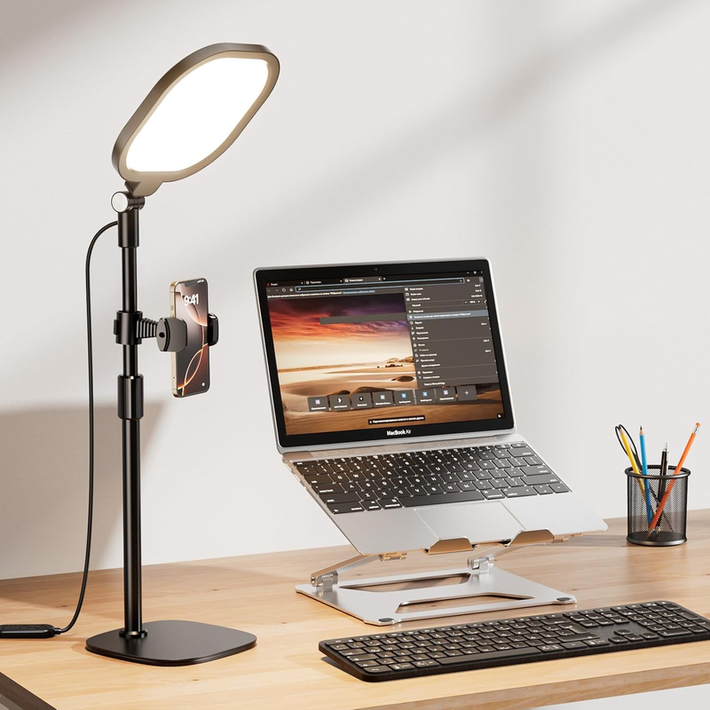 Desktop Video Conference Lights for Zoom Meetings,Computer Desk Ring Light with