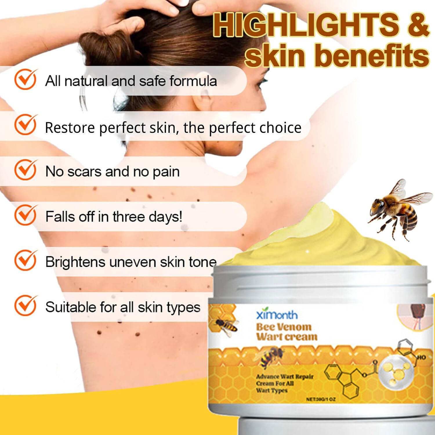 Bee Venom Skin Tag Removal Treatment Cream Body Care Mole Corn 